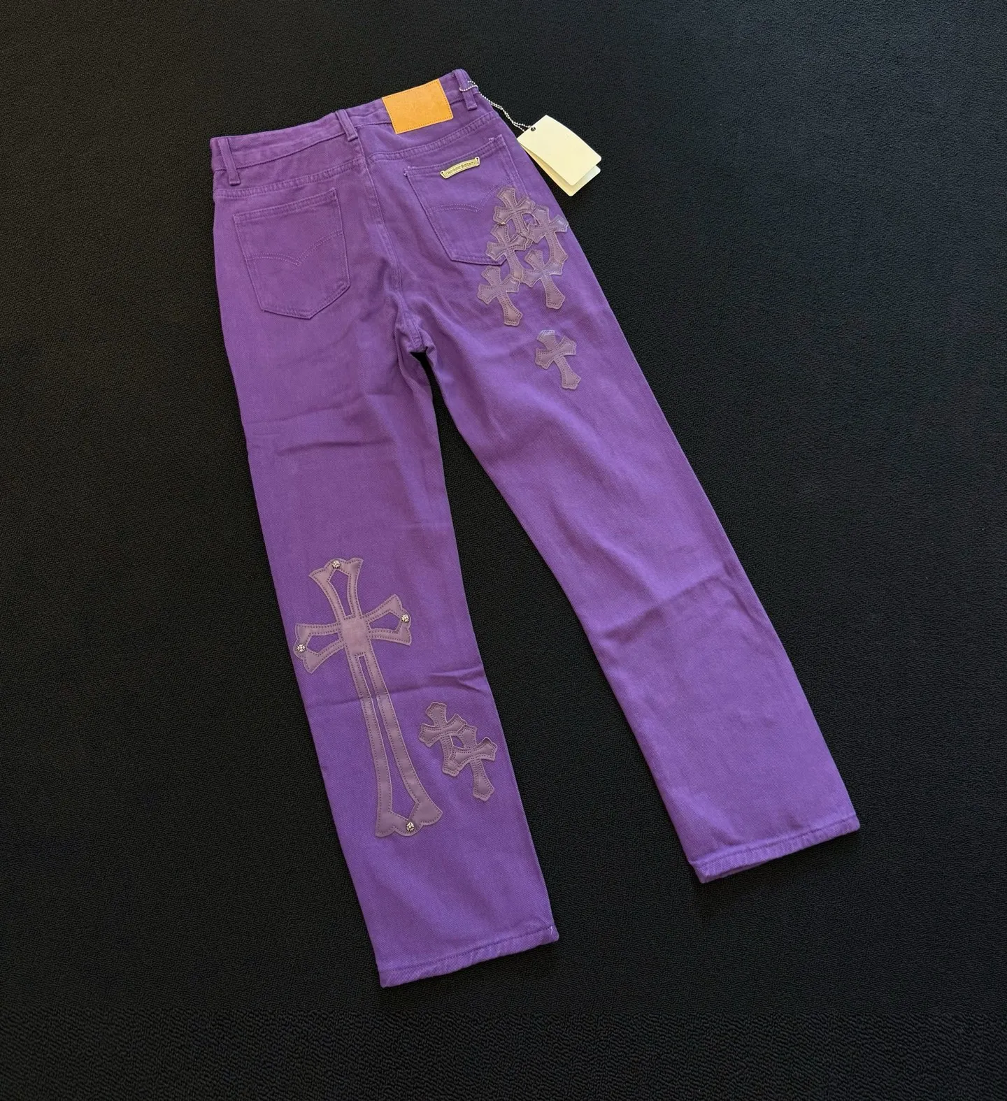 P260 Style Number: D370 Chrome Hearts Chrome Hearts Purple Leather Jeans Size# 28 30 32 34